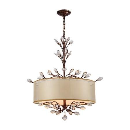 ELK LIGHTING Asbury 4-Lght Chandelier in Spanish Brnz with Organza and Fabric Shade 16292/4